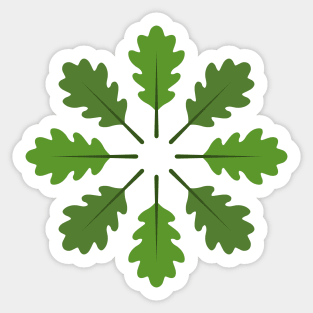 Radial Oak Leaves (Green) Sticker